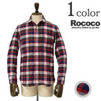 FOB FACTORY Vc Y ROCOCO RR EhJ[`FbNCgl ROUND COLLAR CHECK NEL SHIRT