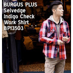 BURGUS PLUS Jt Vc Y o[KXvX Selvedge Indigo Check Work Shirt
