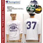 `sI Vv TVc Y CHAMPION Made in U.S.A. 3 4 SLEEVE FOOTBALL T-SHIRT